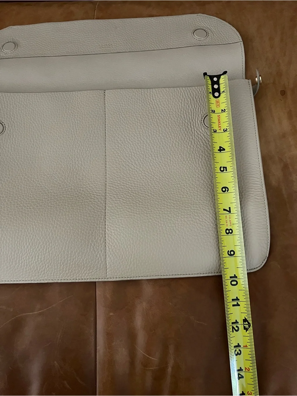 Cuyana Cream Pebbled Leather Laptop Sleeve - holds up to 15 in